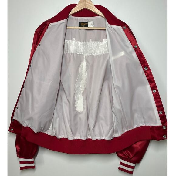 Swingster Vintage Winston Flashpoint Satin Bomber Jacket Embroidered Red USA - Picture 9 of 13